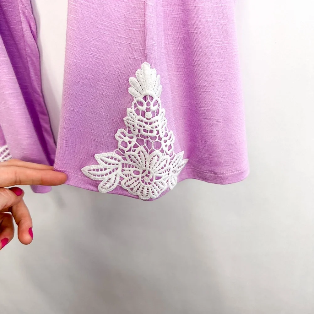 Soma Purple Embroidered Lace Cropped Pajama Pants - Picture 3 of 6